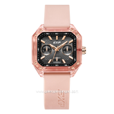 Expedition E 6840 MF Multifunction Pink Rosegold Dial Black Rubber Strap